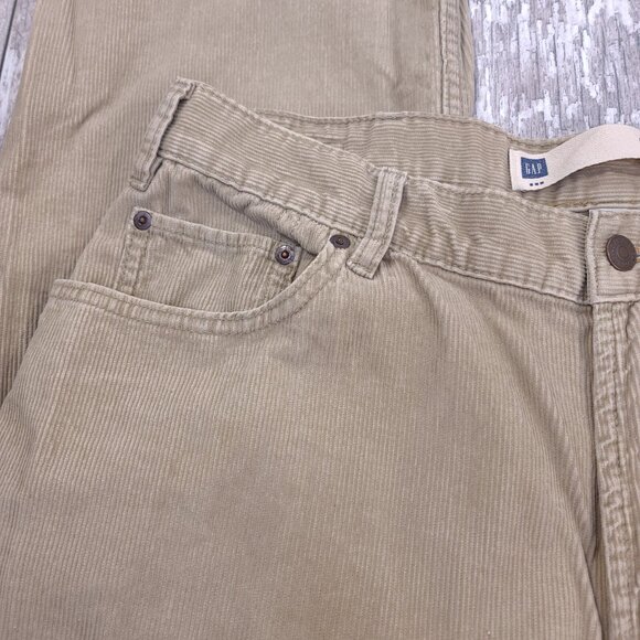 GAP Pants Mens 36x31 Brown Tan Corduroy Relaxed Bootcut Wide Leg Mid Rise Y2K - Picture 5 of 9